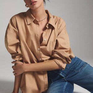 Anthropologie Maeve The Bennet Buttondown Shirt Top Brown Women’s Size Small